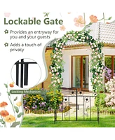 2-in-1 Garden Arbor with Door and Latch for Outdoor Lawn and Garden