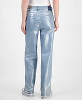 Superjene Juniors' Metallic Coated Wide-Leg Jeans