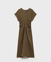 Mango Women's Draped Details Lyocell-Blend Dress