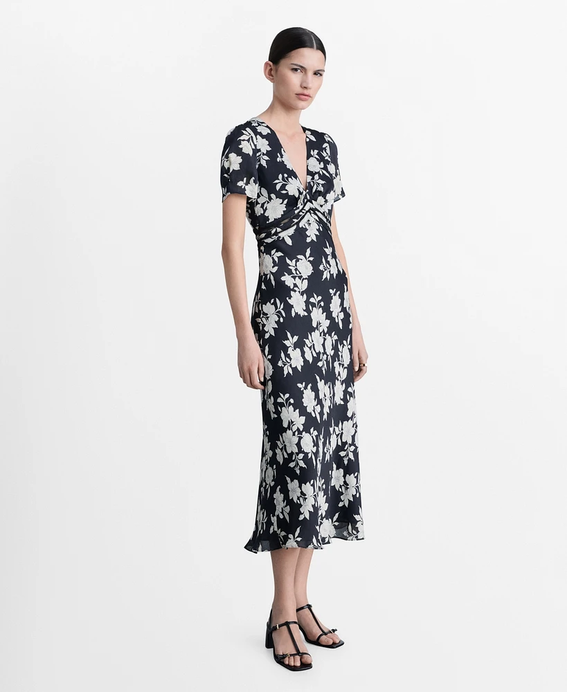 Mango Women's Floral-Print Flared Dress