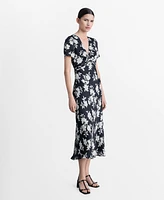 Mango Women's Floral-Print Flared Dress