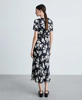 Mango Women's Floral-Print Flared Dress