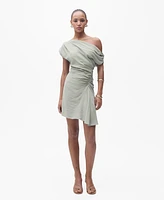 Mango Women's Asymmetrical Draped Short Dress