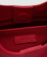 Mango Women's Metal Handle Leather Shoulder Bag