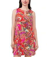 Msk Women's Three-Ring Keyhole-Neck Paisley Jersey Dress