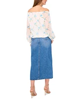 Vince Camuto Women's Floral-Print Off-the-Shoulder Tied-Hem Top