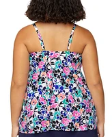 Island Escape Plus Cape Town Draped Tankini Top, Exclusively at Macy's
