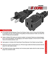 5 Core Ac Power Cord 10 Ft • 2 Prong Extension Adapter • 16AWG/2C 125V 13A • Us Polarized Male to Female Outlet Extension Cable B