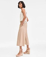On 34th Womens Crochet Tank Cropped Wide Leg Pants Melindaa Espadrille Wedge Sandals Exclusively At Macys