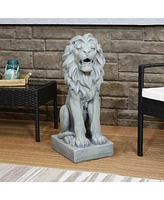 Noble Beast 30-Inch Concrete Sitting Lion Outdoor Statue - For Patio, Lawn or Front Porch