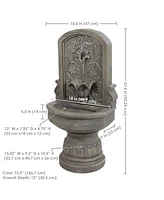 37.5" H Lovely Lily Polyresin Wall Standing Fountain - Flat Back Pedestal Fountain for the Patio, Deck, or Yard