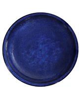 Ceramic Bird Bath for Outside - 16" H - Uv- and Frost-Resistant - Pedestal Bird Bath - Blue Glazed Bowl