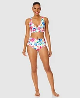 Anne Cole Womens Watercolor Paisley Shirred Bikini Top Bottoms