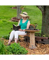 Toulon Outdoor Ceramic Bird Bath - 24.5" H - Uv- and Frost-Resistant - Glazed Bowl - Brown Lava Finish