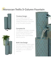 Moroccan Trellis 3-Column Modern Outdoor Water Fountain - Zinc Cascading Outdoor Fountain - 27.5-Inch