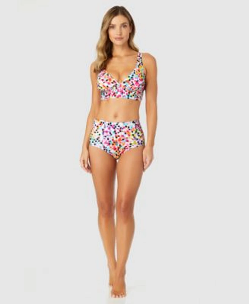 Anne Cole Womens Abstract Dot Shirred Bikini Top Bottoms