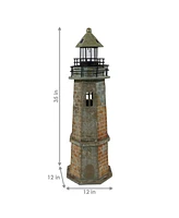 35-Inch Solar Decorative Lighthouse Garden Statue - Led Light
