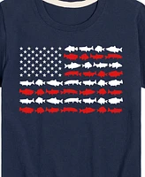 Hybrid Toddler Boys American Flag Fish Graphic T-Shirt