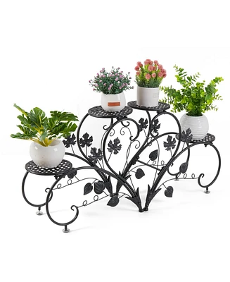 Unho 1 Pair Tall Plant Stand Garden Patio Metal Flower Planter Rack Art Display Shelf
