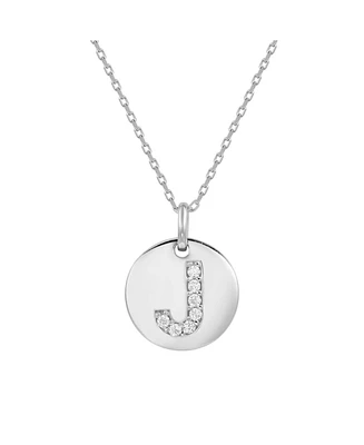Suzy Levian Sterling Silver Cubic Zirconia Letter Initial Disc Pendant