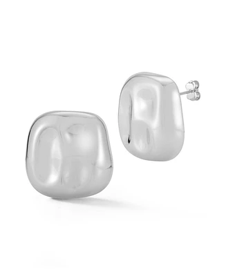 Rachel Zoe Rhodium Plated Square Sculptural Statement Studs