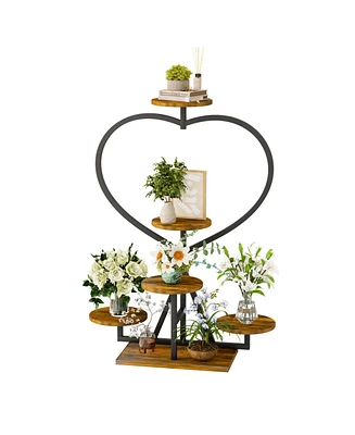 Unnho Industrial 5-Tiered Plant Display Stand with Heart-shape Multilevel Flower Rack