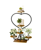 Unnho Industrial 5-Tiered Plant Display Stand with Heart-shape Multilevel Flower Rack