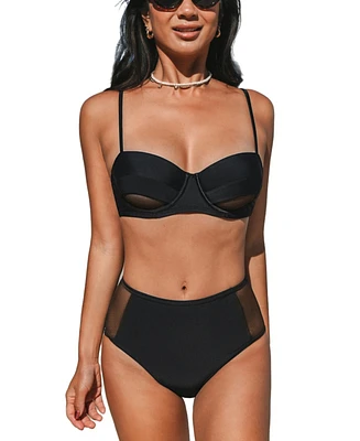Cupshe Women's Take a Peek Black Bikini Set