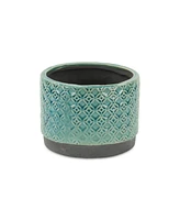 Ceramic Round Planter with Geometric Pattern – Versatile Pot for Home & Garden