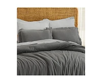 Superior Cotton Linen Blend Solid 3-Piece Duvet Cover Set