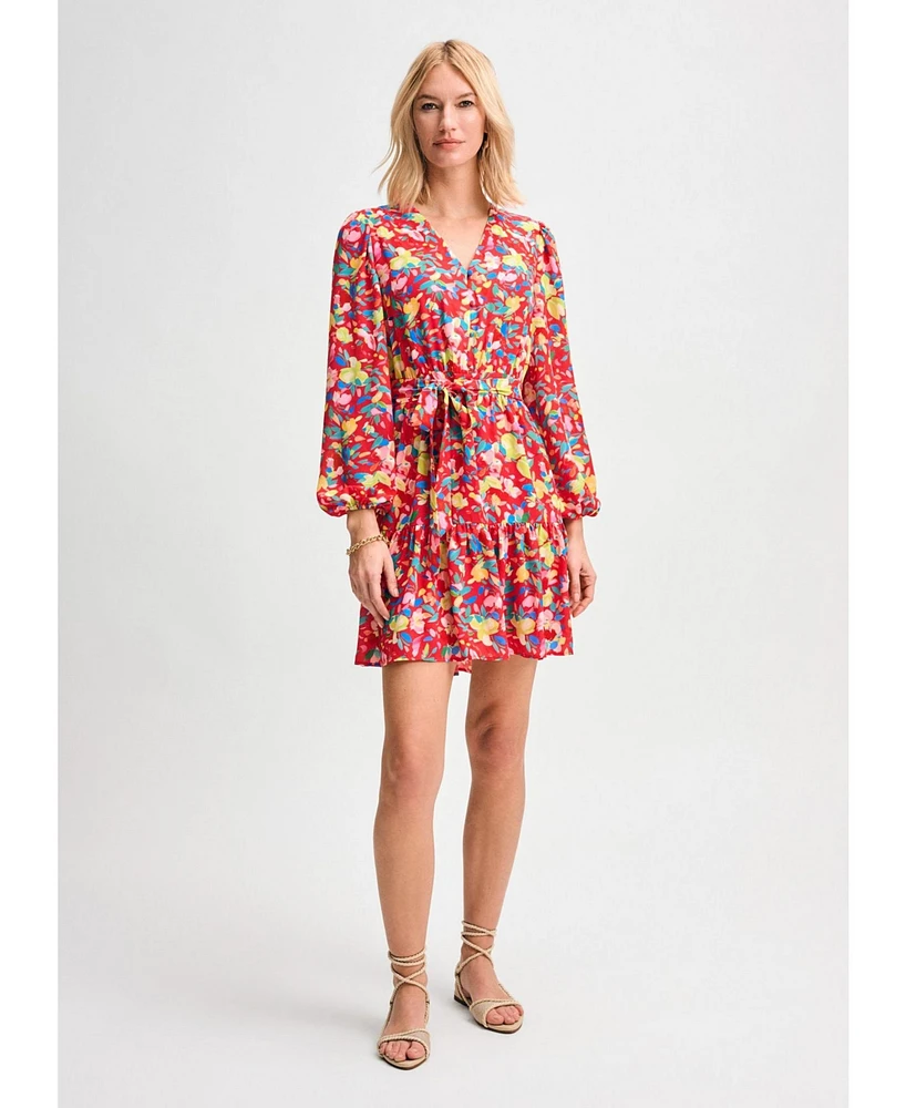Isaac Mizrahi Women's Puff Sleeve Belted Dress