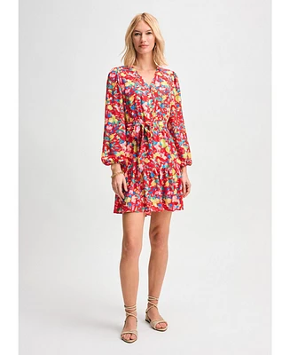 Isaac Mizrahi Women's Puff Sleeve Belted Dress