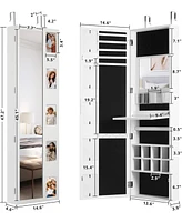 Jewelry Armoire Cabinet Organizer with Photo Frame and Foldable Shelf