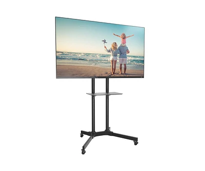 ProMount Premium Rolling Tv Stand with Mount and Adjustable Shelf for 32"-72" TVs up to 110lbs