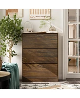 Homsee White Wooden Shoe Storage Cabinet,Fashion Shoes Cabinet with 3-Drawers