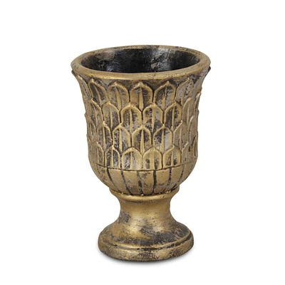 Textural Tone-On-Tone Cement Round Urn Planter – Elegant Pot for Outdoor & Indoor Spaces