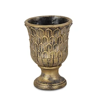 Textural Tone-On-Tone Cement Round Urn Planter – Elegant Pot for Outdoor & Indoor Spaces