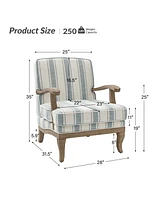 Rinaldo Farmhouse Armchair with Solid Wood Armrests