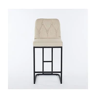 Set of 2 Modern Upholstered Bar Stools with Tufted Backrest and Sturdy Metal Frame for Kitchen Island, Home Bar, Dining Room-The Pop