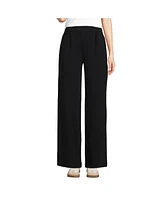 Lands' End Petite Sport Knit High Rise Pleated Wide Leg Pants