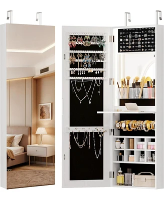 Led Jewelry Cabinet Organizer with Foldable Shelf