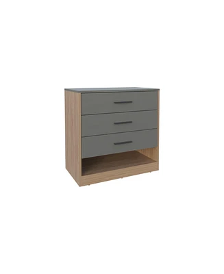 Artondale Dresser, 3 Drawers, 1 Shelf, Matt Gray / Natural Oak