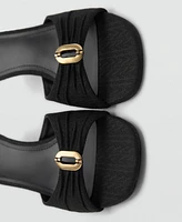 Mango Women's Metallic Detail Heeled Sandals