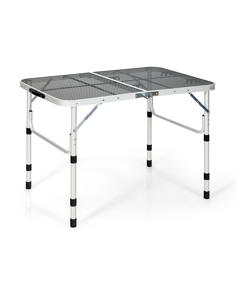 Folding Grill Table for Camping Lightweight Aluminum Metal Grill Stand Table