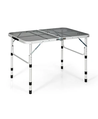 Folding Grill Table for Camping Lightweight Aluminum Metal Grill Stand Table