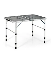 Folding Grill Table for Camping Lightweight Aluminum Metal Grill Stand Table
