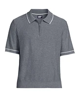 Lands' End Men's Short Sleeve Cooling Zip Sweater Polo