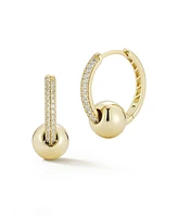 Rachel Zoe 14K Gold Plated Sterling Silver Ball Pave Hoop Earrings