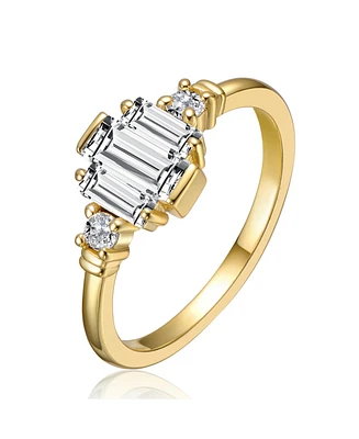 14K Gold Plated with Clear Cubic Zirconia Cocktail Ring