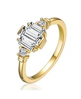 14K Gold Plated with Clear Cubic Zirconia Cocktail Ring
